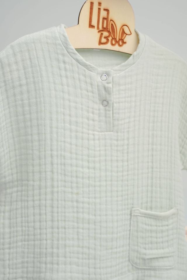 Organik Muslin Çocuk Alt Üst Takım Mint